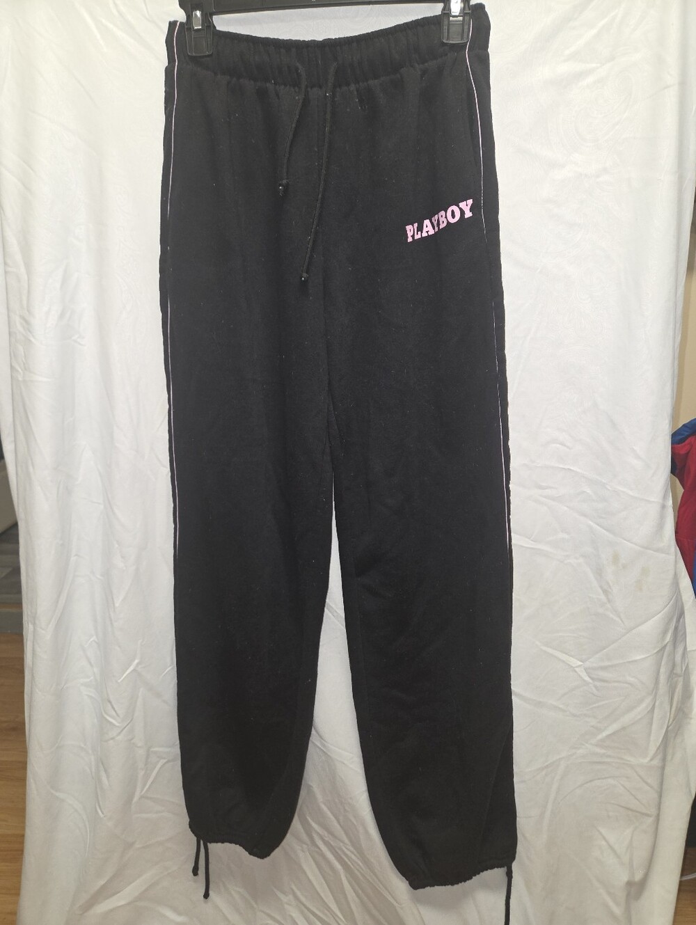 Playboy Women's XS Black Sweatpants Drawstring Waist & Bottom Hem 1 Pocket